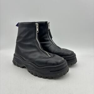 Eytys Raven Zip Leather Platform Boots Men's 10 Black Streetwear Avant Garde